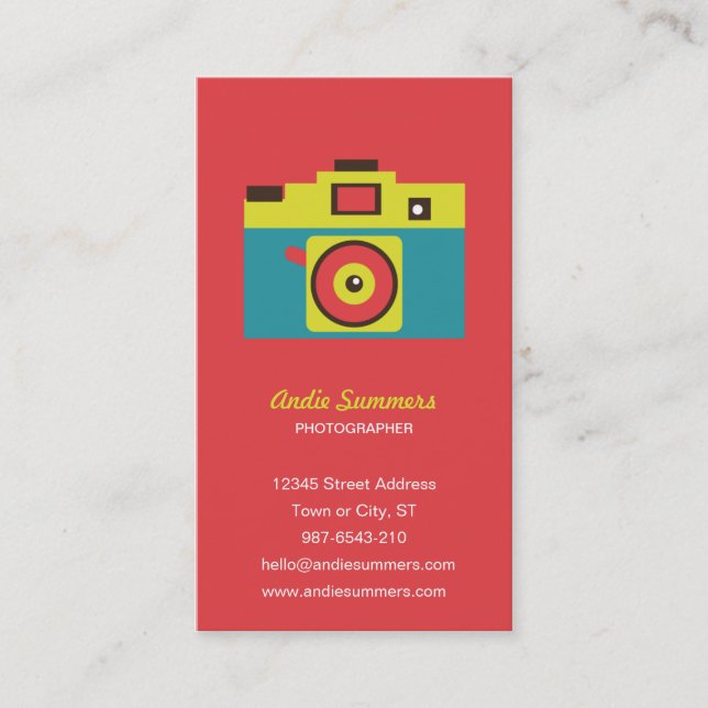 Fun Colourful CMYK Lomo Camera Photographer Business Card (Front)