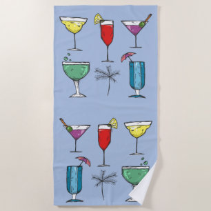 Fun Colourful Cocktails Drinks Margaritas Summer  Beach Towel