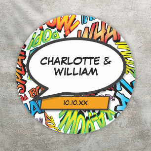 Fun Colourful Comic Book Speech Bubble Classic Round Sticker