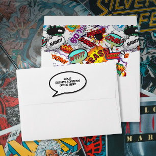 Fun Colourful Comic Book Wedding Return Address Envelope