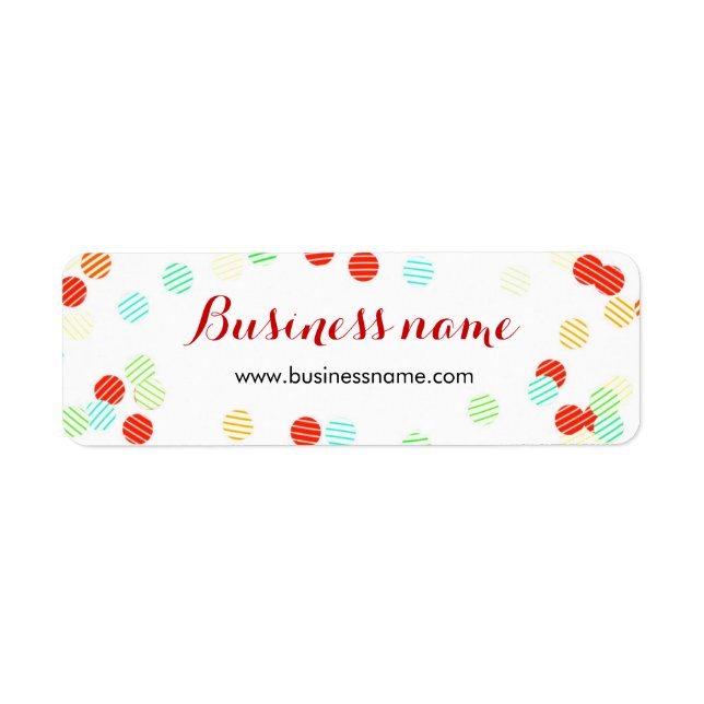 Fun Colourful Confetti Business Name Labels (Front)
