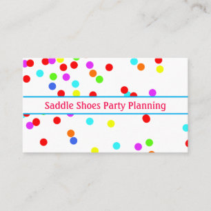 Fun, Colourful Confetti Party Planner Business Car Business Card