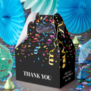 Fun Colourful Confetti Ribbon Birthday Thank You Favour Box