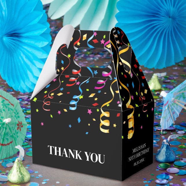 Fun Colourful Confetti Ribbon Birthday Thank You Favour Box (Party)