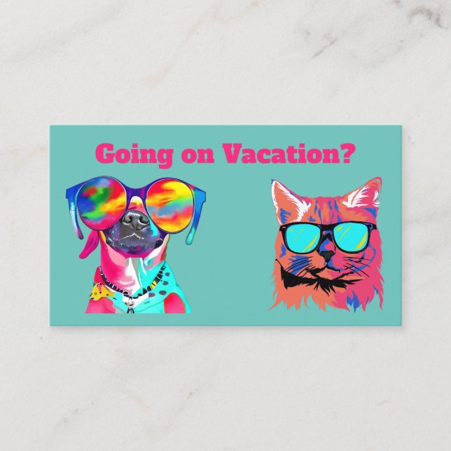 Fun Colourful Custom Pet Sitter Business Card (Front)