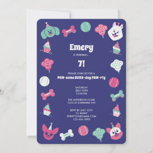 Fun Colourful Cute Dog Children's Birthday Party Invitation