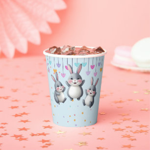 Fun Colourful Cute Hoppers Bunny Baby Shower Paper Cups