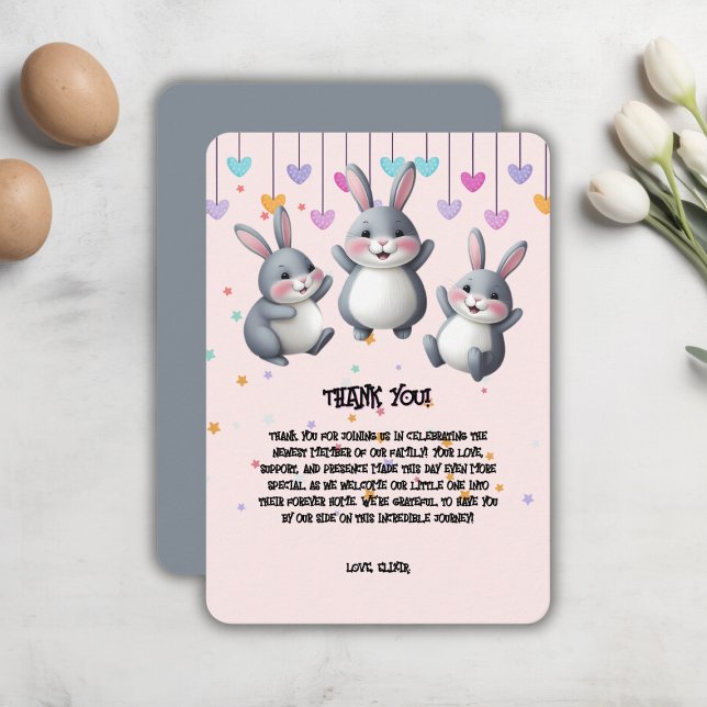 Fun Colourful Cute Hoppers Bunny Baby Shower Thank You Card (Creator Uploaded)