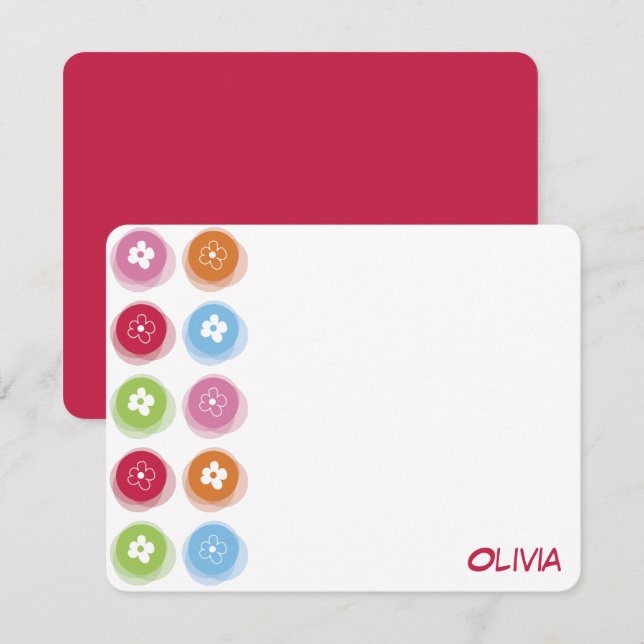 Fun Colourful Daisy Fuzzy Dots Kid's Birthday Phot Thank You Card (Front/Back)