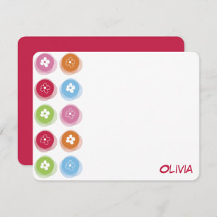 Fun Colourful Daisy Fuzzy Dots Kid's Birthday Phot Thank You Card