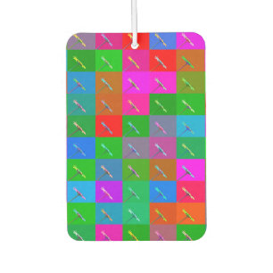 Fun & Colourful Daisy Squares, Abstract Floral Art Car Air Freshener