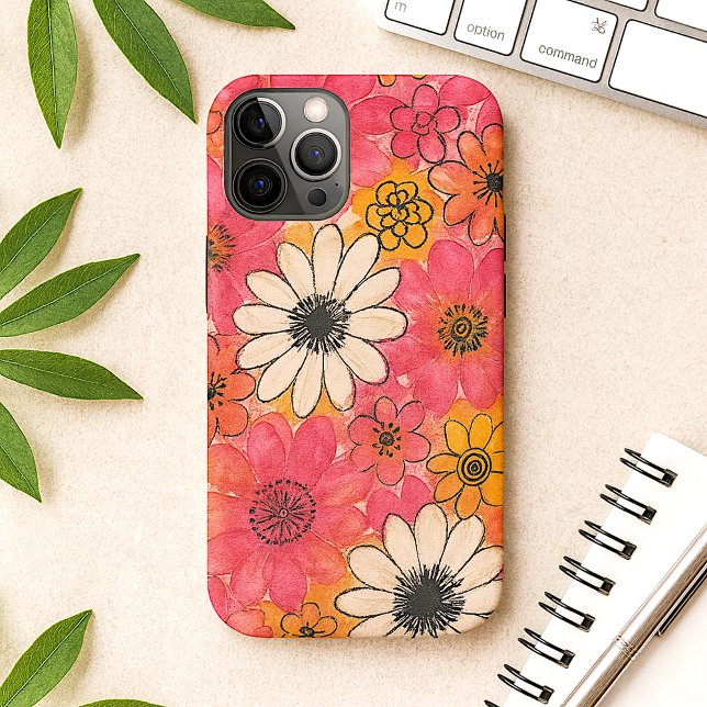 Fun Colourful Delicate Watercolor Flowers iPhone Case (Creator Uploaded)