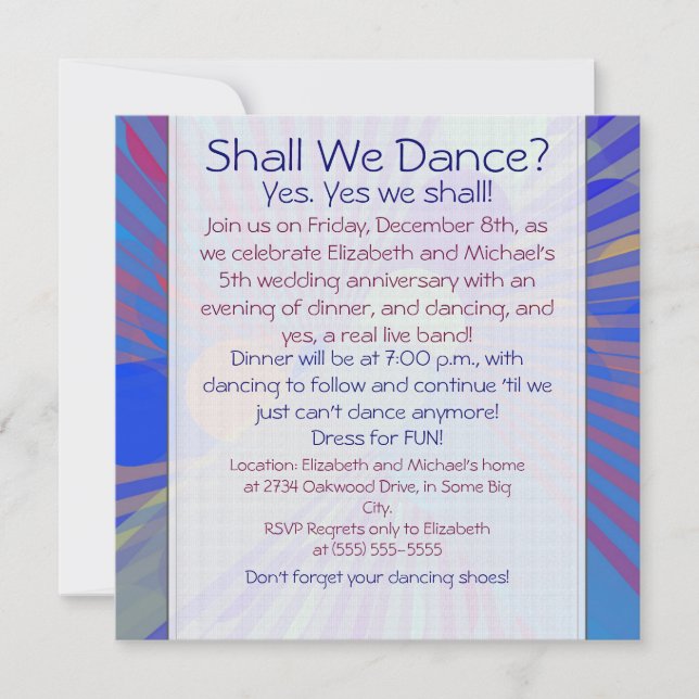 Fun Colourful Dinner Dance Anniversary Invitation (Front)