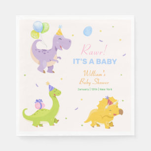 Fun Colourful Dinosaur Balloon Party Baby Shower Napkin