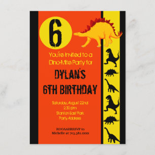 Fun Colourful Dinosaur Birthday Party Invitations