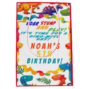 Fun Colourful Dinosaur Themed Dino-Mite Medium Gift Bag