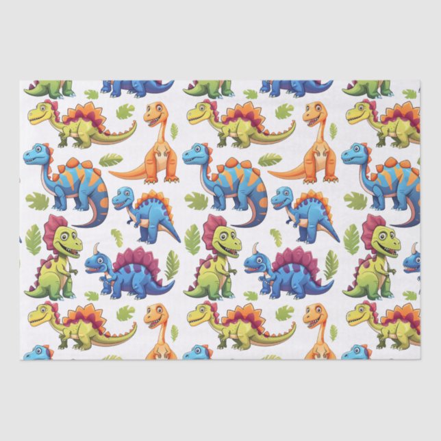Fun Colourful Dinosaur Themed Dino-Mite  Tissue Paper (Front)