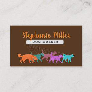 Fun Colourful Dogs - Dog Walker Business Card