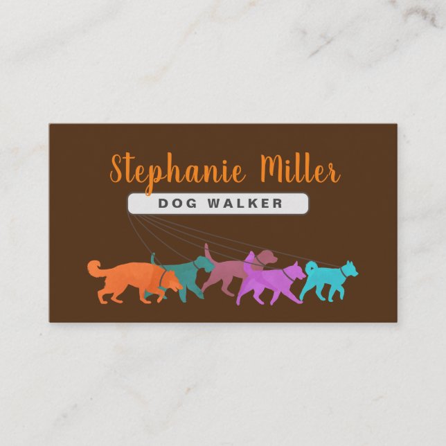 Fun Colourful Dogs - Dog Walker Business Card (Front)