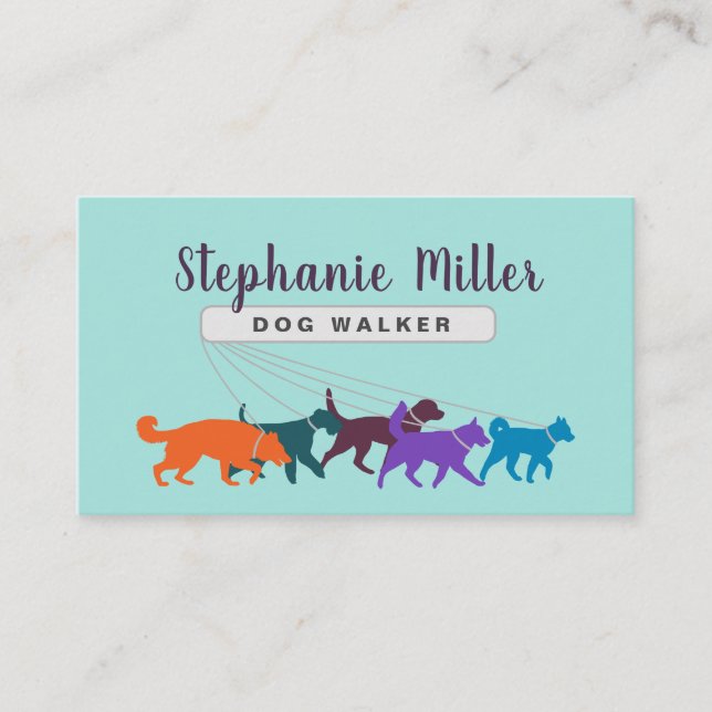Fun Colourful Dogs - Dog Walker Business Card (Front)
