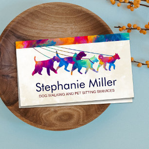 Fun Colourful Dogs - Dog Walker Business Card