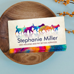 Fun Colourful Dogs - Dog Walker Business Card