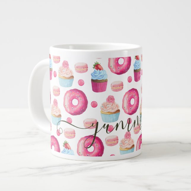 Fun & Colourful Doughnuts, Cupcakes & Cookies Large Coffee Mug (Front Left)