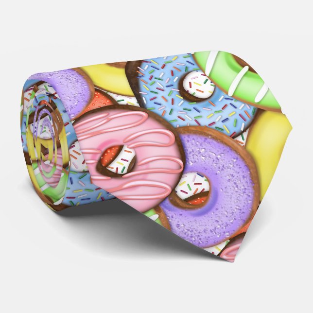 Fun Colourful Doughnuts Tie (Rolled)