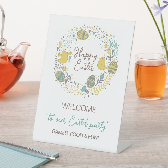 Fun Colourful Easter Brunch Egg Hunt Welcome Sign (In SItu)