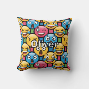 Fun Colourful Emoji Faces Cushion