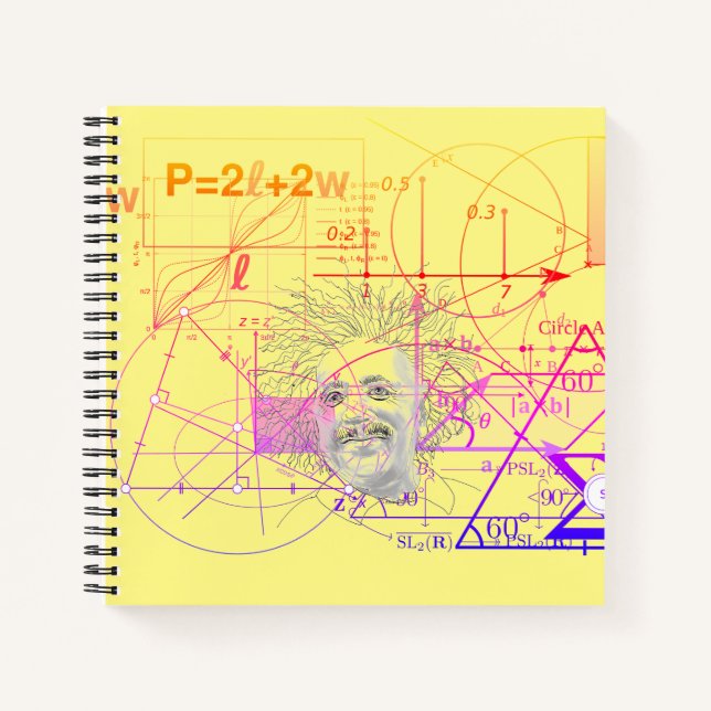 Fun Colourful Equations Geometric Designs Square Notebook (Front)