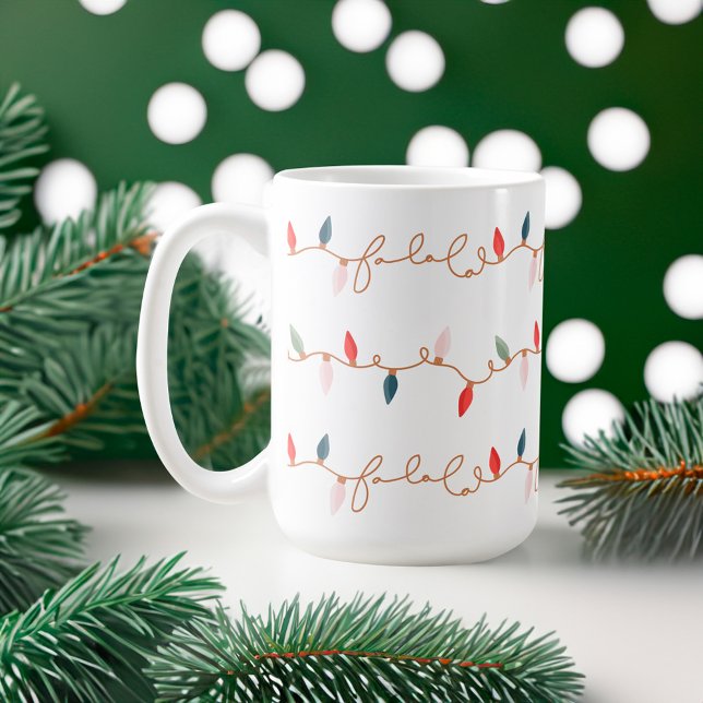 Fun Colourful Fa La Christmas String Light  Coffee Mug (Fun Colourful Fa La Christmas String Light Coffee Mug)