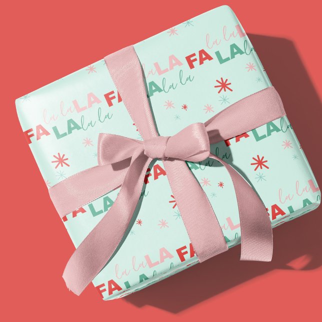 Fun Colourful Fa La La Typographic Pattern Green Wrapping Paper (Fun Colourful Fa La La Typographic Pattern Green Wrapping Paper)