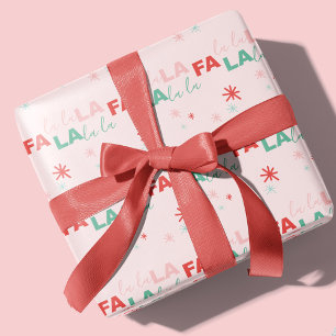 Fun Colourful Fa La La Typographic Pattern Pink Wrapping Paper