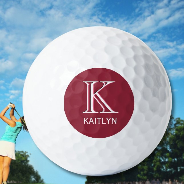 Fun *Colourful Feminine 3-Layered Monogram Name Golf Balls (Creator Uploaded)