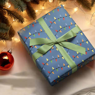Fun Colourful Festive Holiday Tree Lights Pattern Wrapping Paper