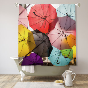 Fun Colourful Floating Umbrellas Shower Curtain