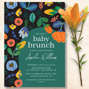 Fun Colourful Floral Baby Brunch Invitation