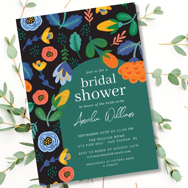Fun Colourful Floral Bridal Shower Invitation (Creator Uploaded)