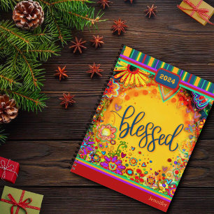Fun Colourful Floral Hearts Blessed Name Date Planner