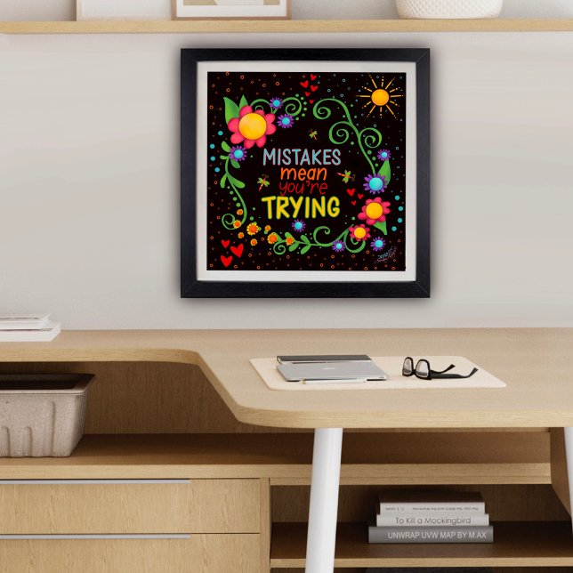 Fun Colourful Floral Inspirational Mistakes Quote Poster (Creator Uploaded)