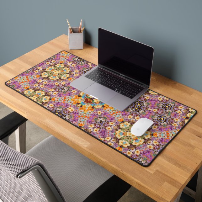 Fun Colourful Floral Pattern Desk Mat Pad (Office 2)