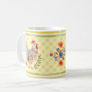 Fun Colourful Folk Art Hen Chicken Floral Mug