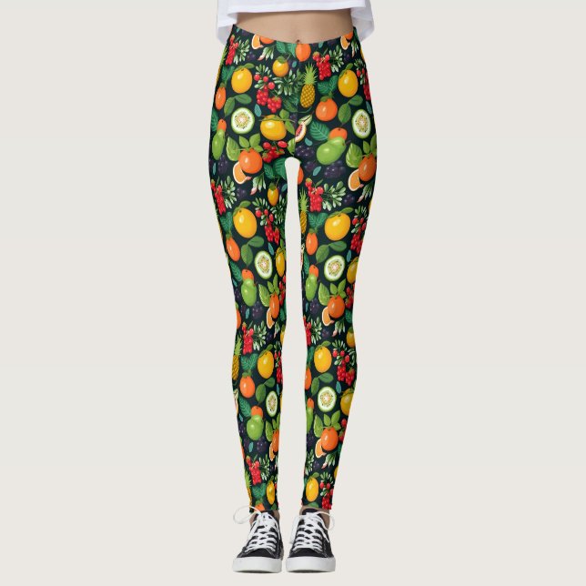 Fun Colourful Fruity pattern Leggings (Front)
