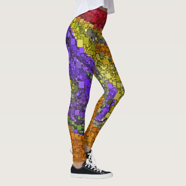 Fun Colourful Geometric Abstract Blocks Leggings (Right)