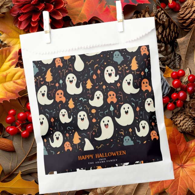 Fun Colourful Ghosts Personalised Happy Halloween Favour Bags (Creator Uploaded)