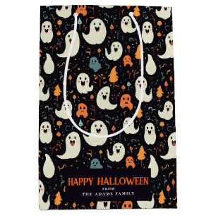 Fun Colourful Ghosts Personalised Happy Halloween Medium Gift Bag