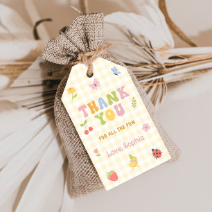 Fun Colourful Gingham Girl Birthday Gift Tags