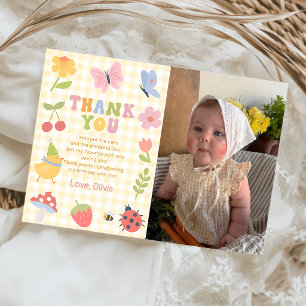 Fun Colourful Girl Birthday Photo Thank You Card