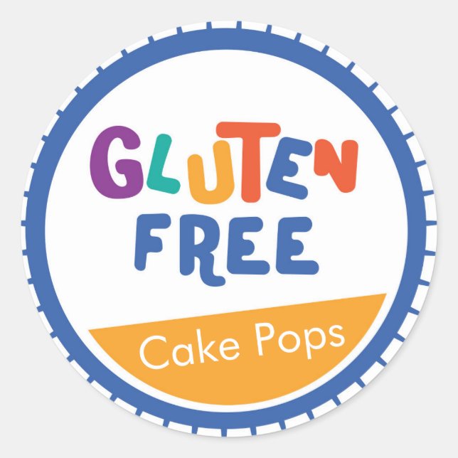 Fun colourful gluten free food label (Front)